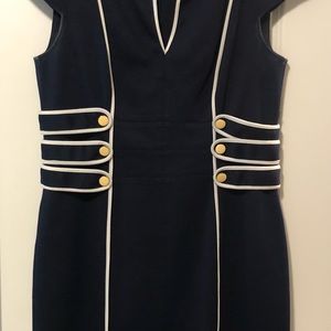 Laundry Dark Blue Dress 44%Polyester 24%Rayon 2%Spandex (1) Button Attached